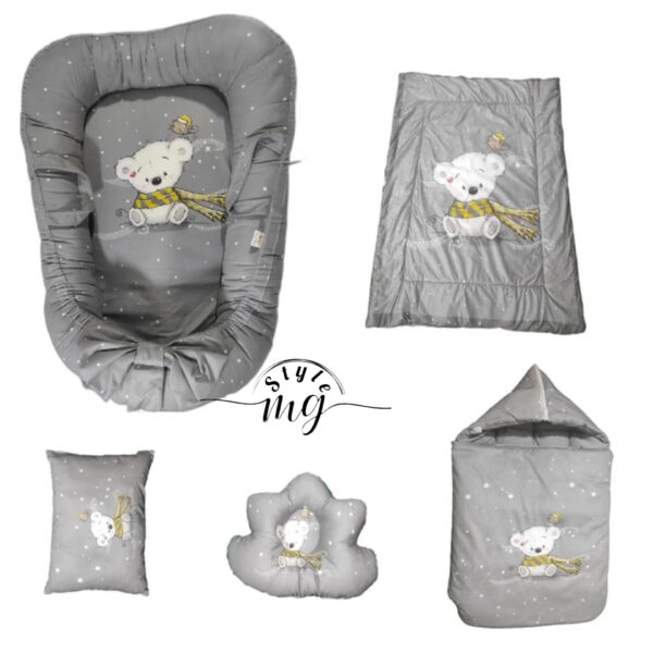 سرویس خواب نوزاد مدل خرس شالدار کد 1 مجموعه 5 عددی - Image 2