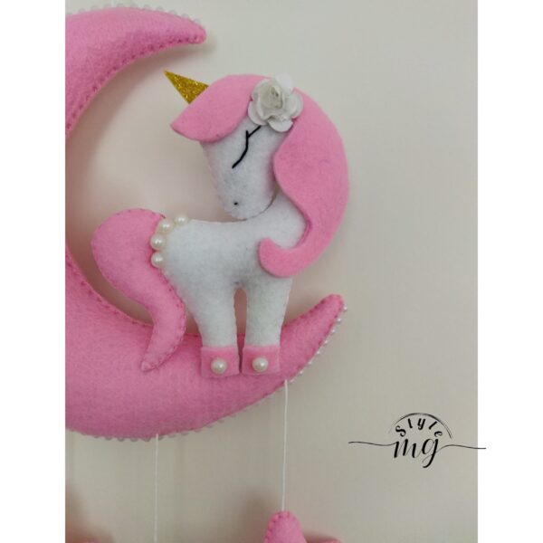 آویز تزئینی اتاق کودک مدل ماه و اسب تک شاخ - Image 2