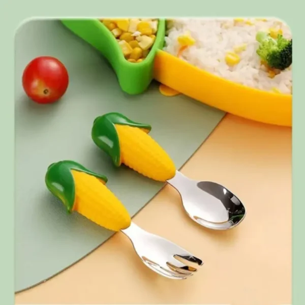 قاشق و چنگال کودک دسته سیلیکونی کد JH80 - Image 2