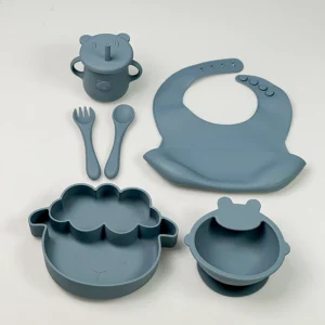 ست ظرف غذا کودک سیلیکونی همراه پیشبند مدل گوسفند کد M224