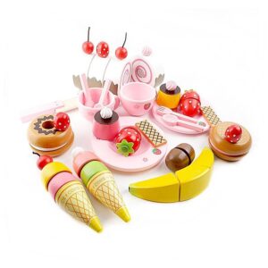 اسباب بازی چوبی ست عصرانه خوری همراه با رولت و میوه