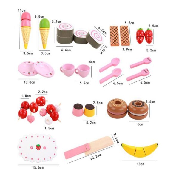 اسباب بازی چوبی ست عصرانه خوری همراه با رولت و میوه - Image 9