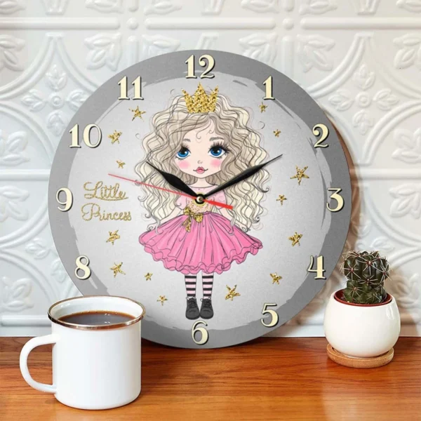 ساعت دیواری فانتزی کودک طرح دختر مو فرفری - Image 1