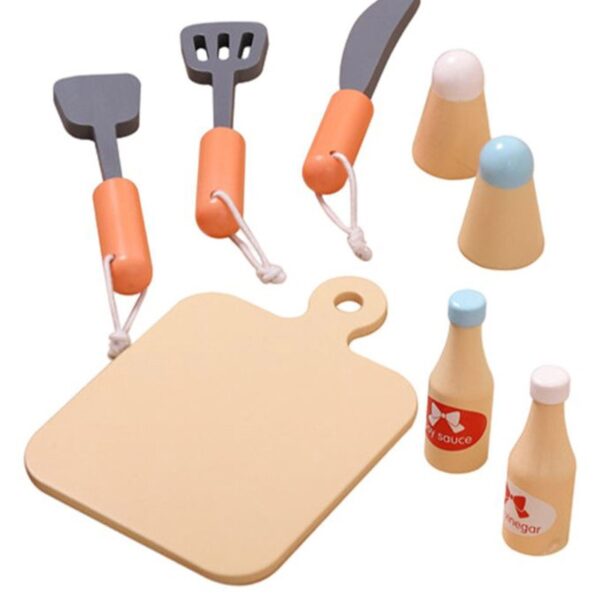 ست قابلمه و ظروف آشپزخانه چوبی کودک - Image 3