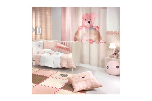 پرده اتاق کودک برند saint clair مدل تدی خرس صورتی - Image 1