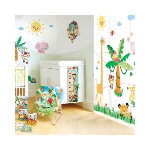 پرده مخصوص اتاق کودک برند saint clair حیوانات جنگل استوایی