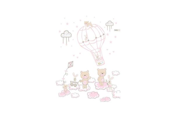 پرده اتاق کودک برند saint clair مدل خرس و خرگوش کاروسل صورتی - Image 2