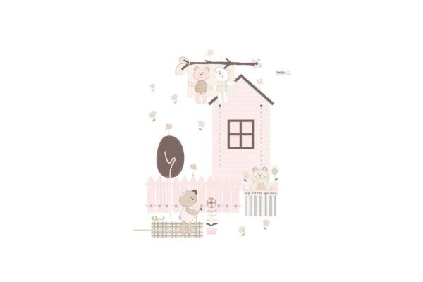 پرده اتاق کودک برند saint clair مدل کلبه خرسی بیمبی صورتی - Image 2