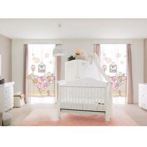 پرده اتاق کودک برند saint clair مدل کلبه خرسی بیمبی صورتی