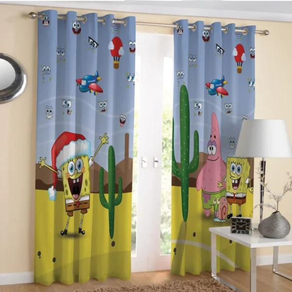 پرده اتاق کودک طرح باب اسفنجی - Image 1