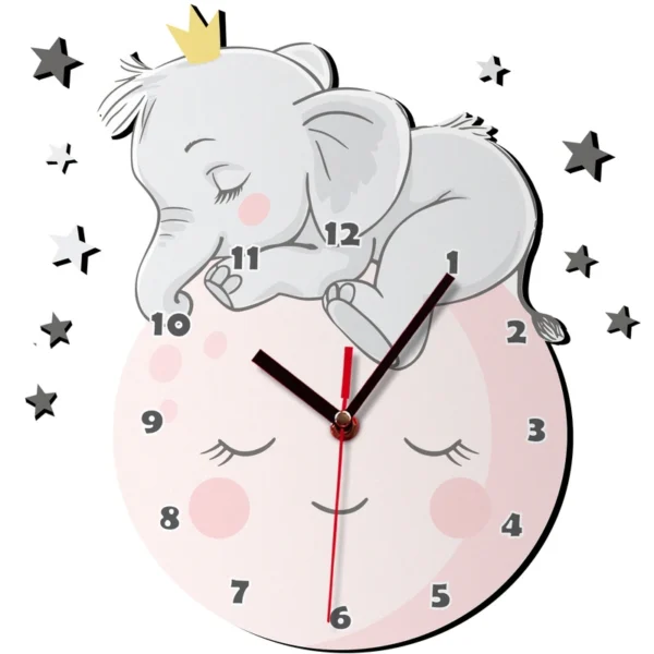 ساعت دیواری فانتزی اتاق کودک باروچین مدل فیل و ماه - Image 2