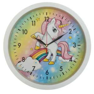 ساعت دیواری فانتزی اتاق کودک مدل اسب تک شاخ