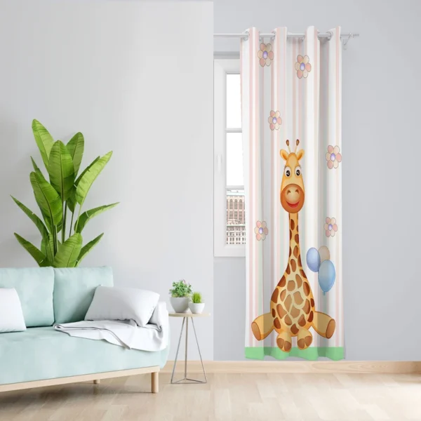 پرده مخصوص اتاق کودک جنس مخمل طرح فانتزی زرافه - Image 1