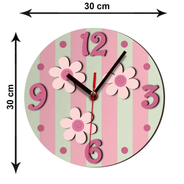 ساعت دیواری زیبا کودک باروچین مدل گل برجسته - Image 3