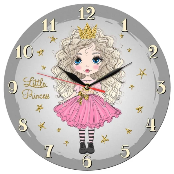 ساعت دیواری فانتزی کودک طرح دختر مو فرفری - Image 3
