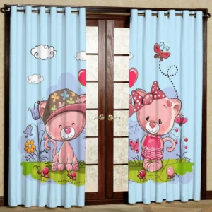 پرده مخصوص اتاق کودک جنس مخمل پانچی طرح کارتونی و عروسکی