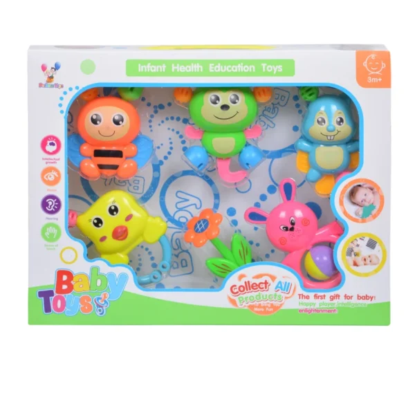 جغجغه فانتزی کودک بی بی تویز، مدل حیوانات خوشحال (6 عدد) - Image 1