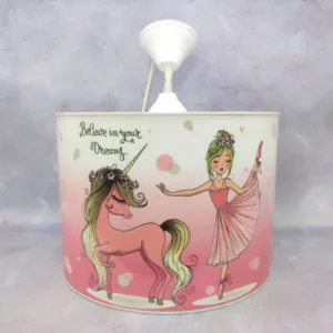 لوستر فانتزی دختر بالرین و اسب تک‌شاخ – روشنایی رویایی برای اتاق کودک