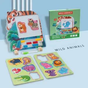 دنیای وحش: پازل و تخته نقاشی حیوانات چوبی