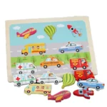 بازی‌ ساختنی پازل چوبی جاگذاری طرح وسایل نقلیه