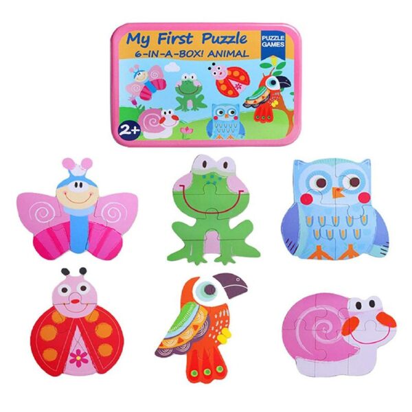 دوستان جنگلی در جعبه: پازل چوبی پرنده و قورباغه - Image 1
