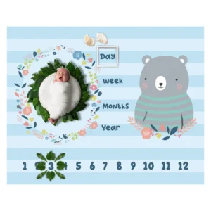 زیرانداز عکاسی ماهگرد کودک مدل خرس راه راه