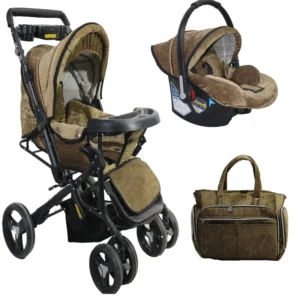 ست کالسکه و کریر مدل شانل ورسا به همراه ساک لوازم کودک