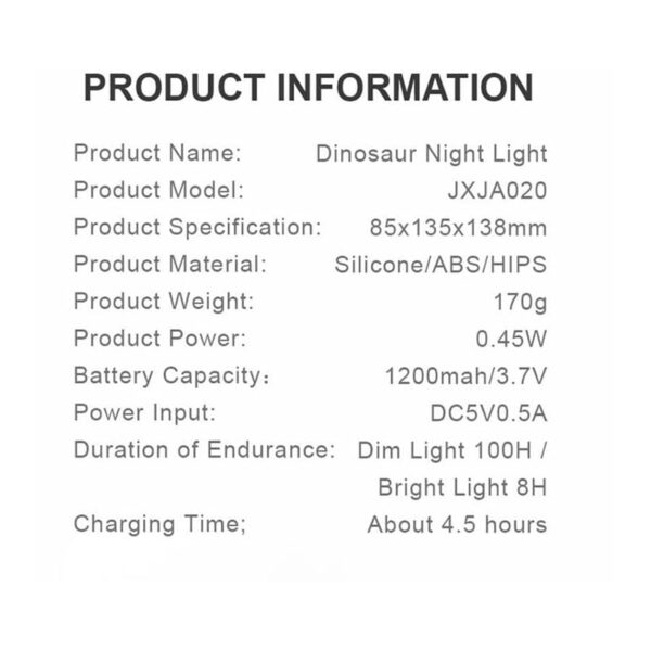 چراغ خواب فانتزی اتاق کودک طرح دایناسور - Image 3