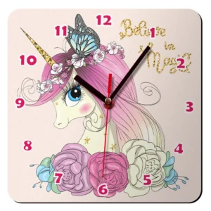 ساعت دیواری کودک طرح اسب تک شاخ ژیوار