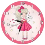 ساعت دیواری کودک طرح دختر و گربه سایز 30 سانتیمتر - Image 2