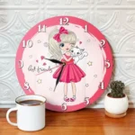 ساعت دیواری کودک طرح دختر و گربه سایز 30 سانتیمتر - Image 3