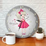 ساعت دیواری کودک طرح دختر و گربه سایز 30 سانتیمتر