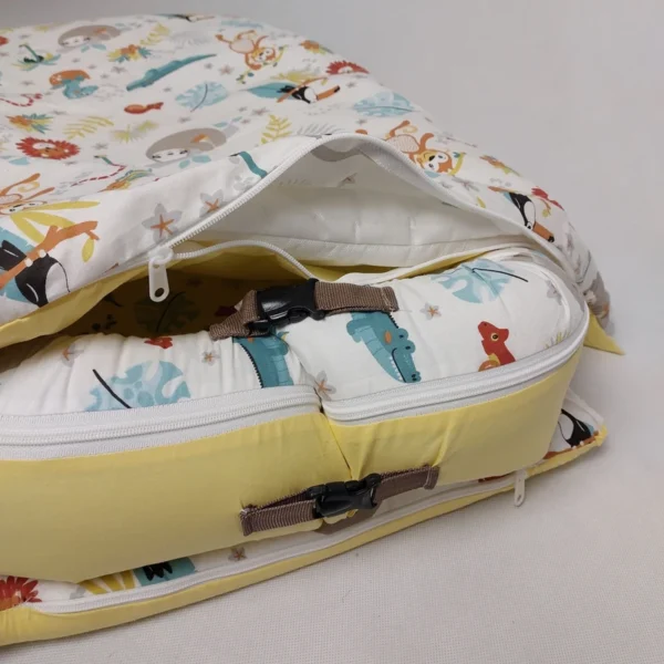 تشک غلت گیر نوزاد ۱۰۰% ارگانیک ترک طرح حیوانات و طوطی - Image 2