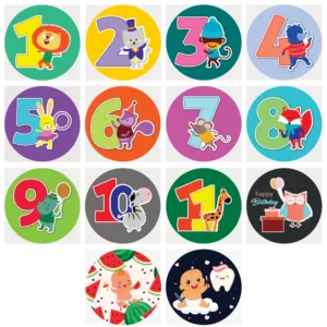 استیکر ماهگرد دالگه مجموعه 14تایی نوزاد