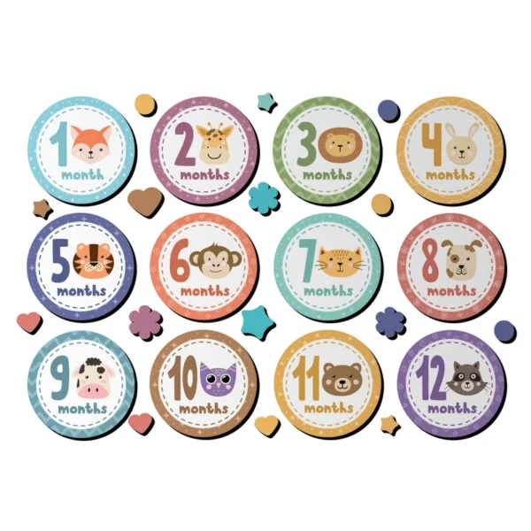 استیکر چوبی تزیینی مدل ماهگرد کودک سایز بزرگ طرح حیوانات - Image 1