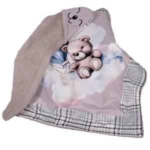 پتو کودک مدل کلاه دار دورپیچ سایز 80×80 سانتی متر