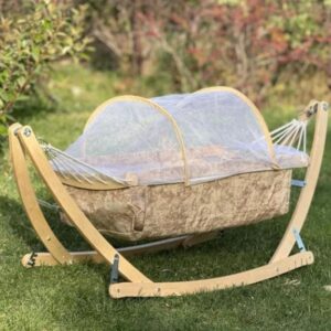 گهواره و ننو سنتی چوبی با تشک و بالشت