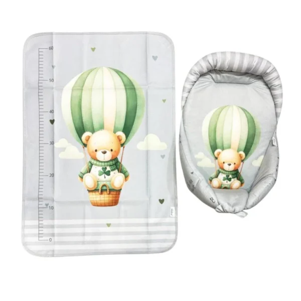 آغوشی نوزاد طرح خرس و بالن با زیرانداز تعویض نوزاد مدل 03 - Image 1