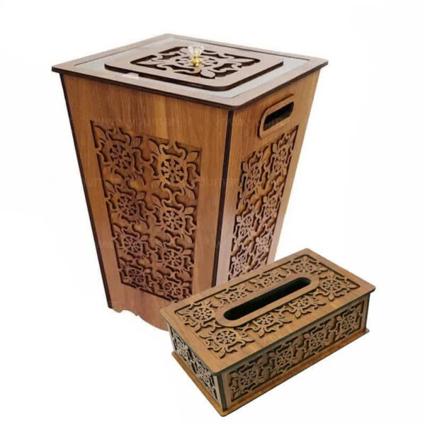 ست سطل زباله و جای دستمال کاغذی مدل 001 - Image 1