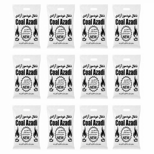 زغال مدل خودسوز آزادی وزن 1 کیلوگرم بسته 12 عددی - Image 1