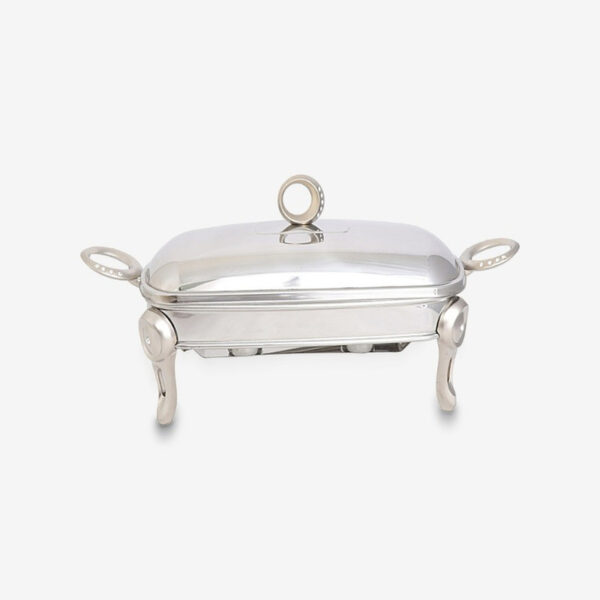 سوفله خوری استیل مدل نگین دار کد 3602، دارای ظرف شیشه‌ای و پایه وارمر، مناسب مایکروویو و ماشین ظرفشویی - Image 1