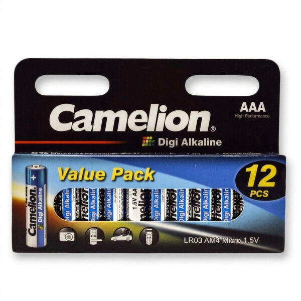 باتری نیم قلمی کملیون مدل digi alkaline بسته 12 عددی - Image 1