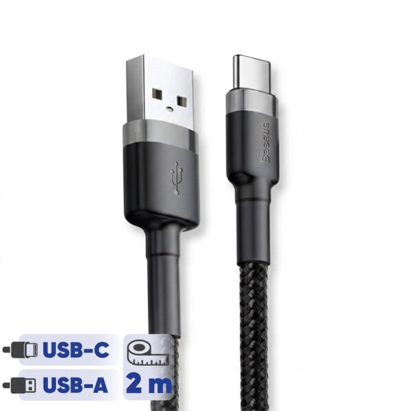 کابل تبدیل USB به USB-C باسئوس  مدل CATKLF-CG1 Cafule طول 2 متر - Image 1