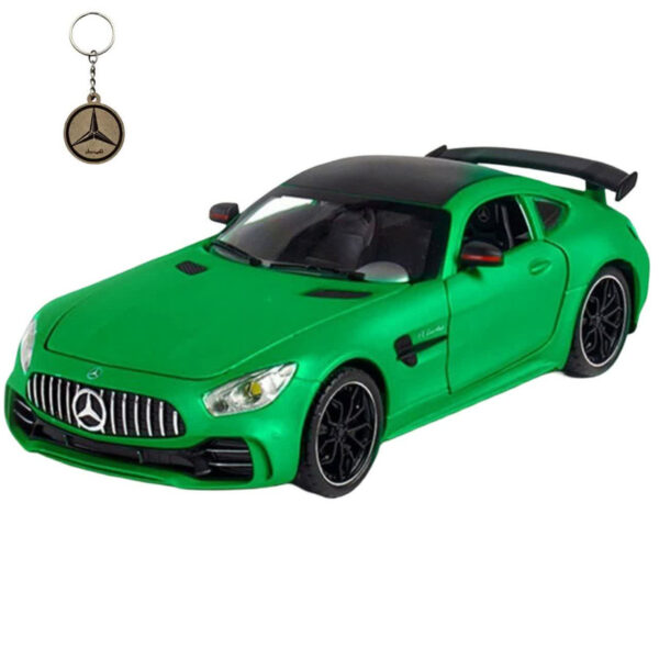 ماکت ماشین ناب سل مدل مرسدس  بنز چه ژی دودزا فلزی اسپرت چراغدار موزیکال  MERCDES BENZ AMG GTR NAAB001 به همراه جاسوییچی - Image 1