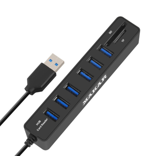 هاب USB 2.0 شش پورت ماکار مدل 2IN1CD6HUB - Image 1