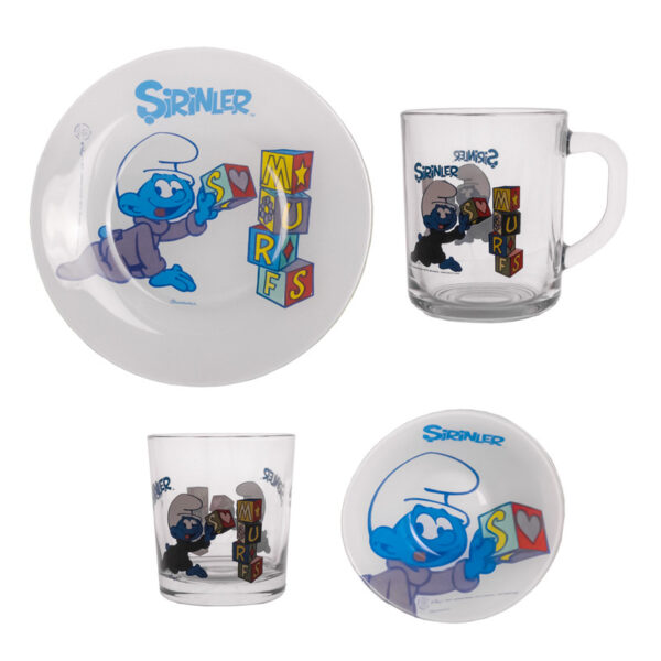 ظرف غذا 4 تکه کودک پاشاباغچه مدل Smurf - Image 1