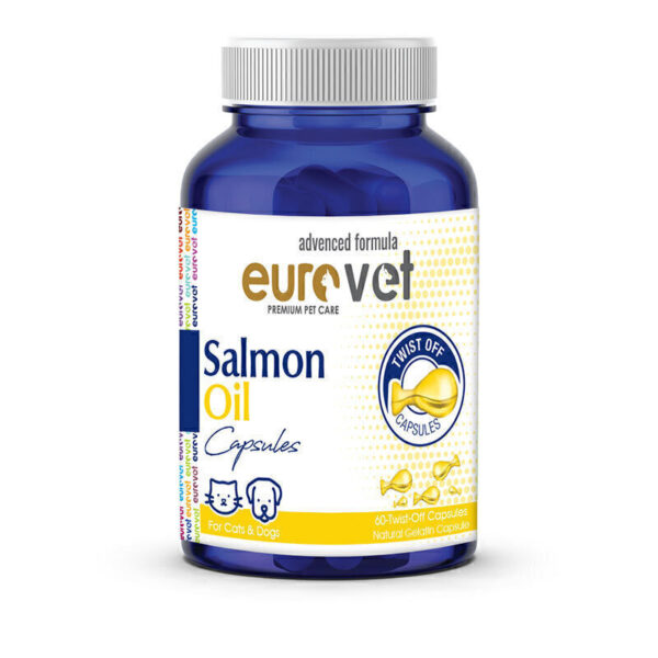 قرص روغن ماهی سالمون سگ و گربه یوروپت مدل Eurovet Salmon Oil بسته 60 عددی - Image 1