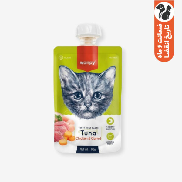 پودینگ گربه ونپی مدل سفارش اروپا با طعم ماهی تن و مرغ و هویج وزن 90 گرم - Image 1