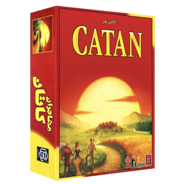 بازی فکری استراتژی مهاجران کاتان Catan، مناسب نوجوان و بزرگسال، 2 تا 4 نفره، درجه سختی آسان، مدت زمان کمتر از یک ساعت، شامل ساخت جاده، خانه و شهر با مبادله منابع و برنامه‌ریزی استراتژیک - Image 1