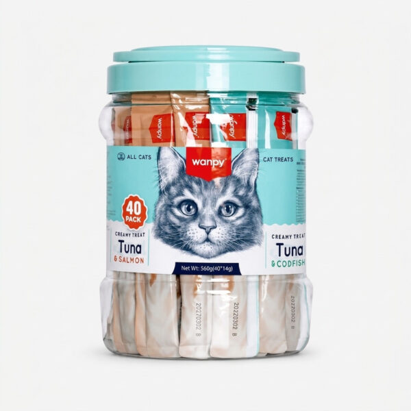 بستنی گربه ونپی مدل Creamy Treat Pack طعم میکس ماهی وزن 14 گرم بسته 40 عددی - Image 1